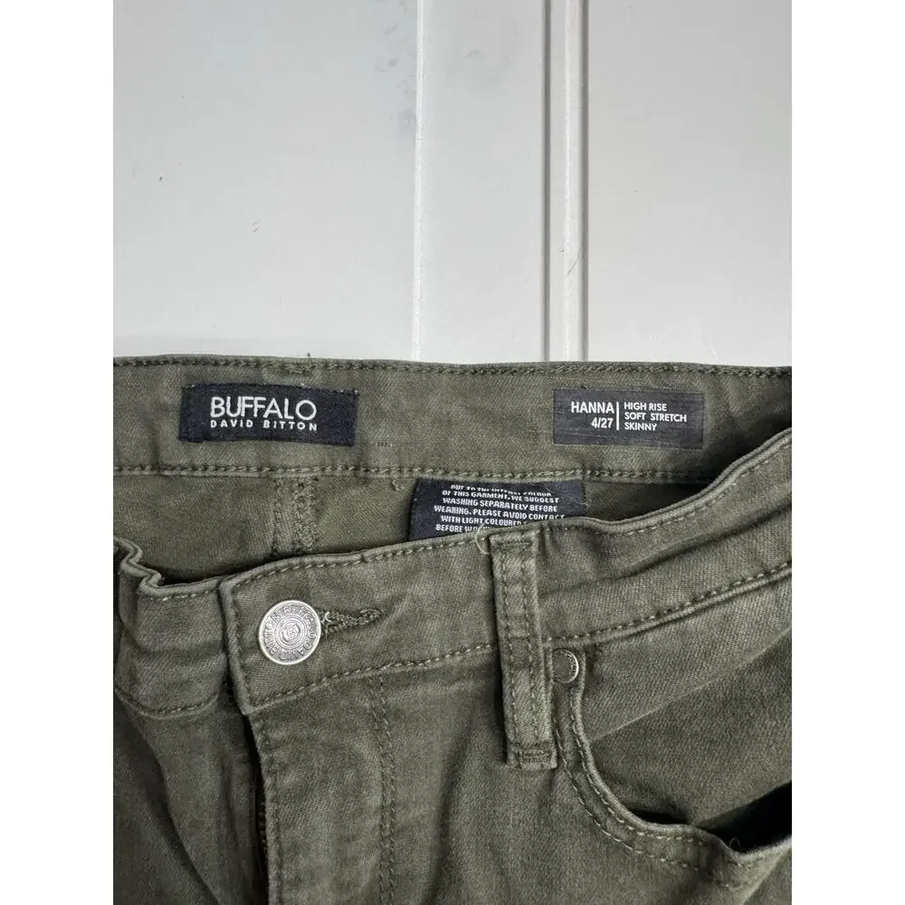 Buffalo David Bitton Hanna Green High Rise Soft Stretch Skinny Jeans Size 4/27